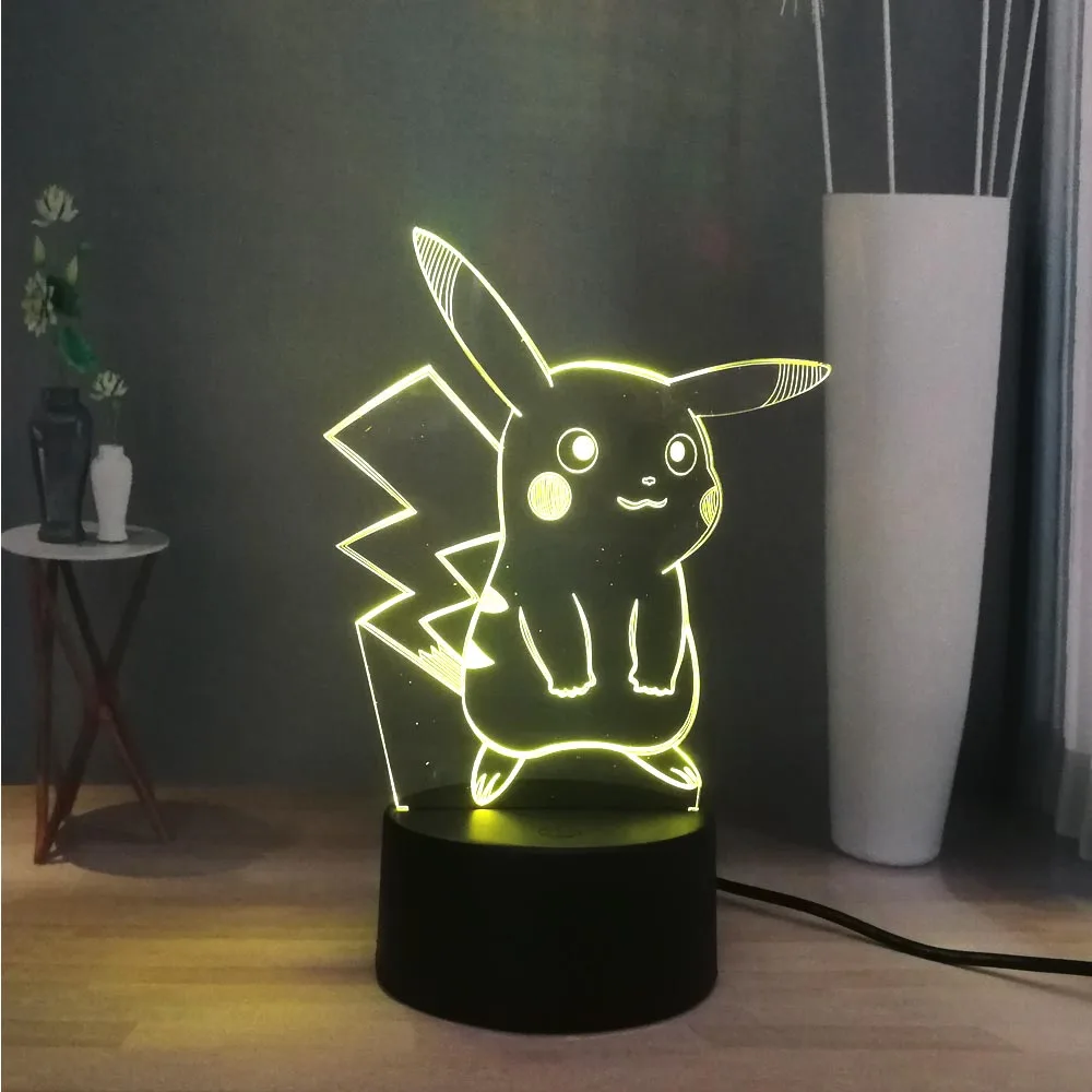 3D светодиодный ночник с покемоном, Милый Пикачу, сказочные эльфы, USB переключатель, разноцветный прикроватный светильник, декоративный детский праздничный подарок, Прямая поставка