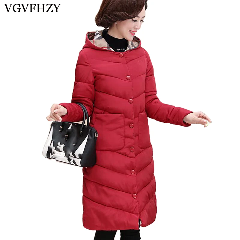 Высокое качество 2017 Осень Зима Женский длинный утолщение женский тонкий пуховик