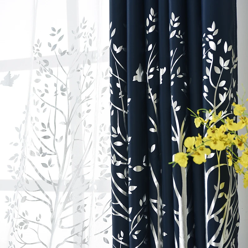 Льняные затемняющие шторы для гостиной современные печатные оконные из органзы