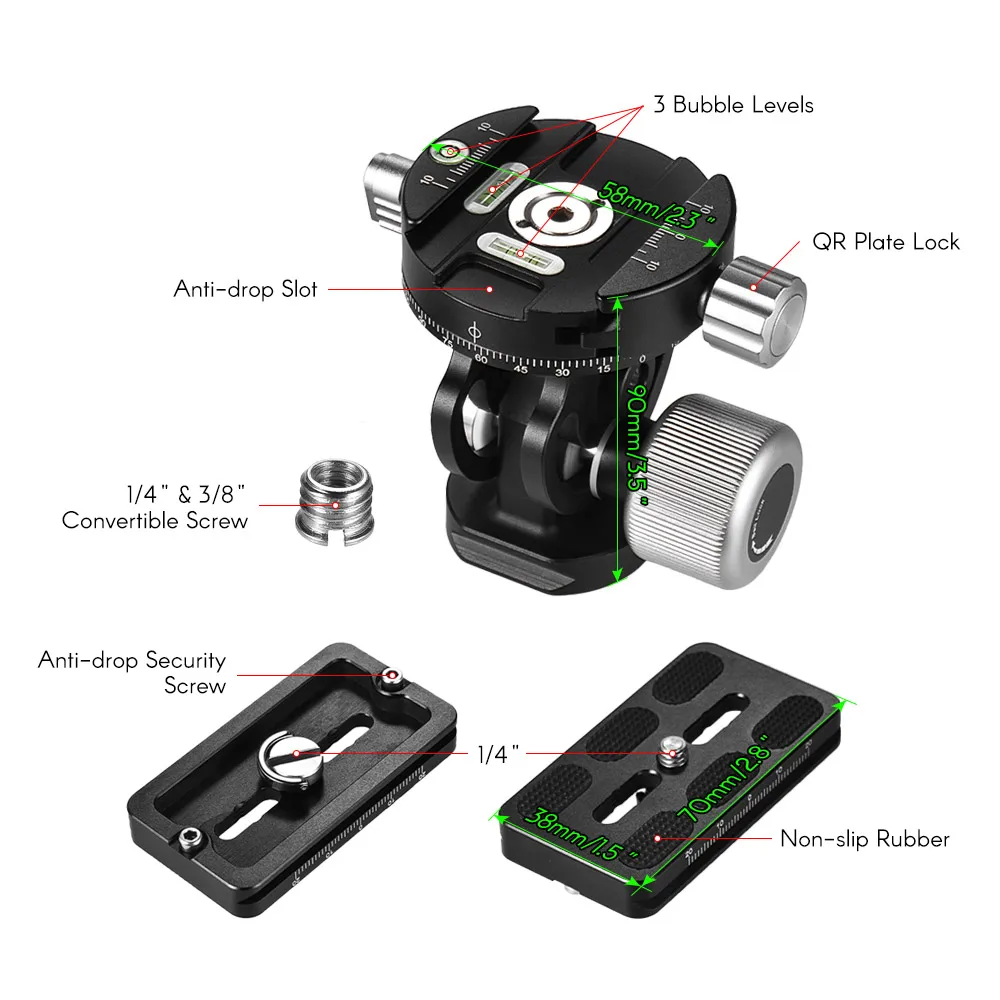 Andoer панорамная головка штатива для наблюдения за птицами двусторонняя