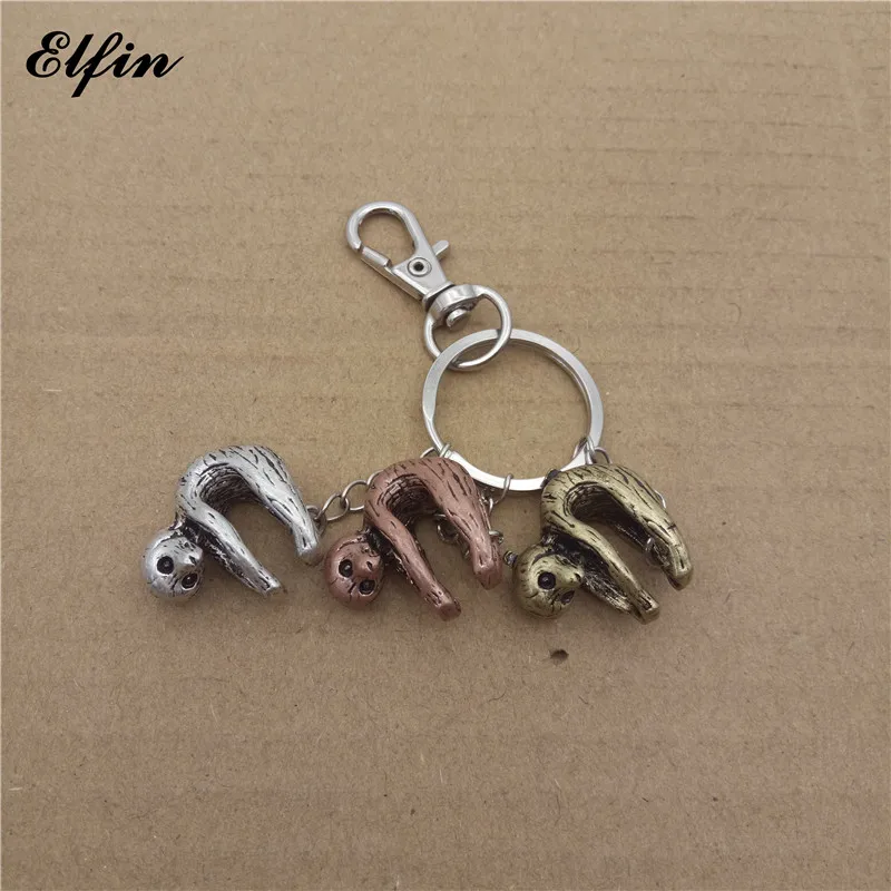 Elfin Trendy 3D Baby Sloth Key Chains Fashion Animal Pet Memorial Jewellery Rings | Украшения и аксессуары