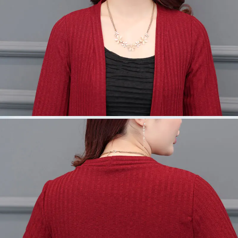 2019 новый весенне-осенний женский свитер шаль пальто винно-красного цвета
