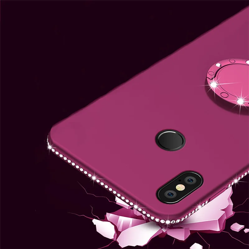 Алмазный силиконовый чехол-кольцо для Xiao mi A1 A2 Lite Pocophone F1 Red mi Note 4 4A 4X6 Pro 6A S2 5 Plus 5A Prime4 Max 3 mi 8 SE