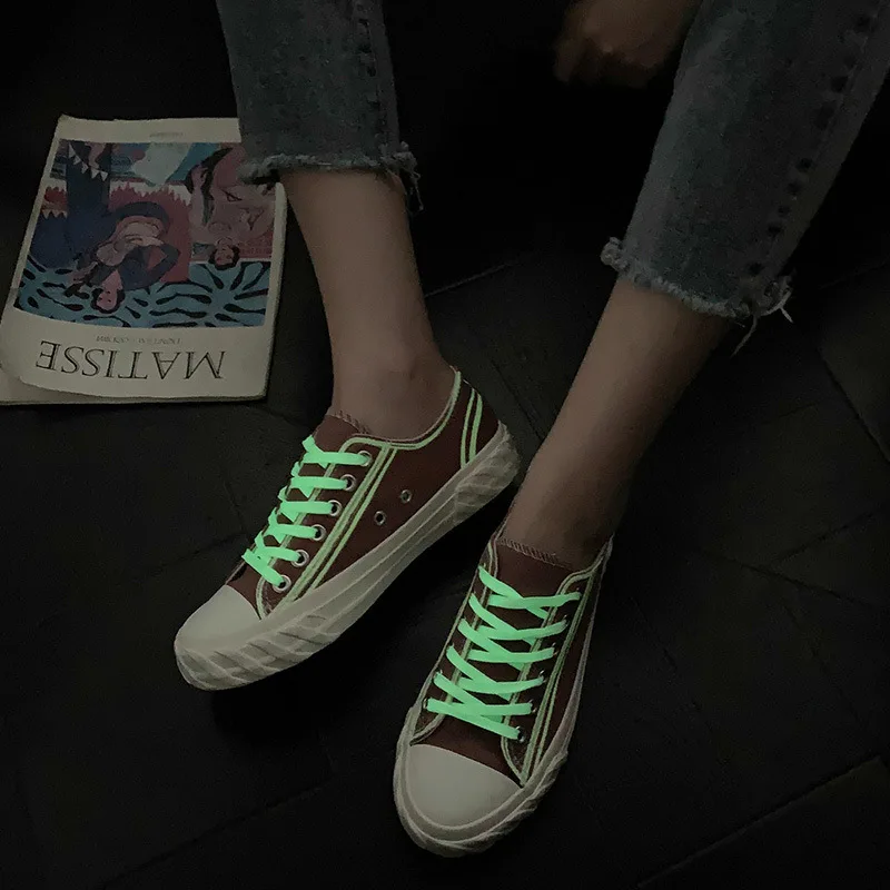 Новая Корейская парусиновая Обувь На Шнуровке со светоотражающими светящимися