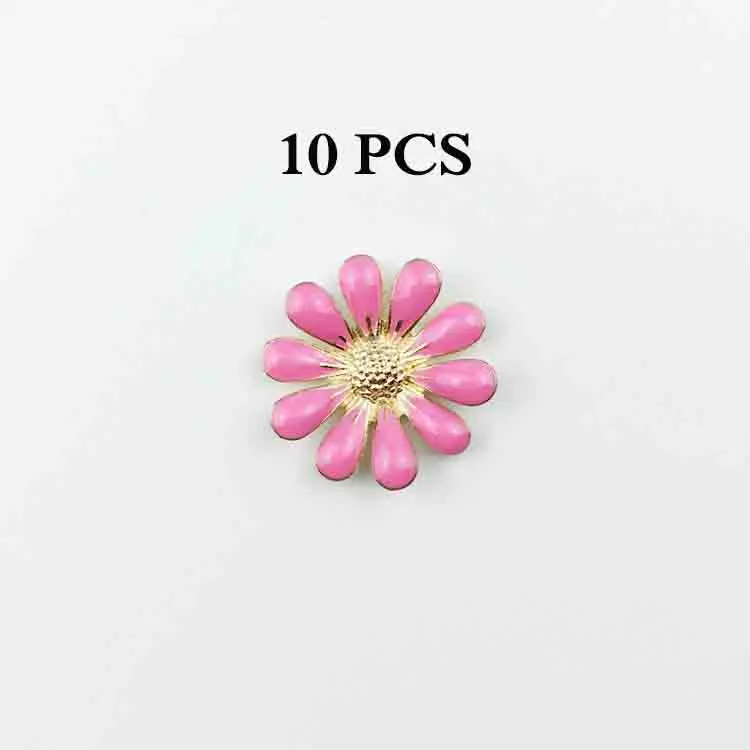 Pink 10 шт. ромашки DIY металлическая кнопка Подвеска Пряжка Подсолнух для одежды рубашки ручной работы материал сплав аксессуары - Цвет: Pink