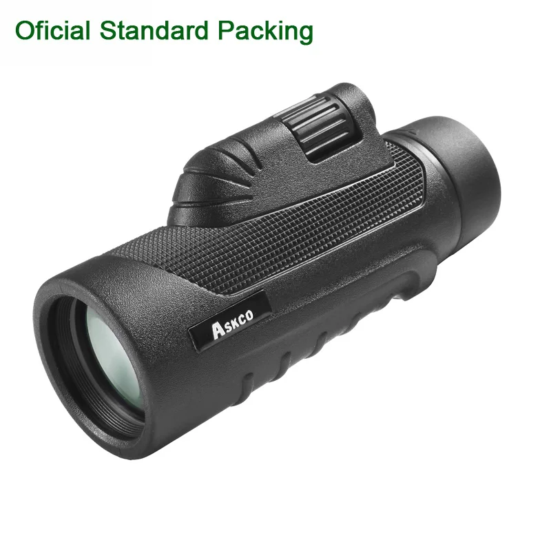 Askco 10X42 HD монокулярный телескоп мощный ручной Монокуляр охотничий зрительный прицел для наружного наблюдения за птицами с отверстием для штатива - Цвет: offical packing