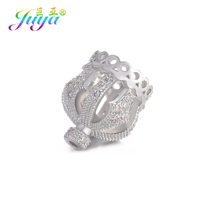 White Gold Juya DIY Ювелирные изделия с кистями компоненты микро проложить Циркон креативная Корона бусина шапки Аксессуары для рукоделия ювелирные изделия с кистями решений - Цвет: White Gold