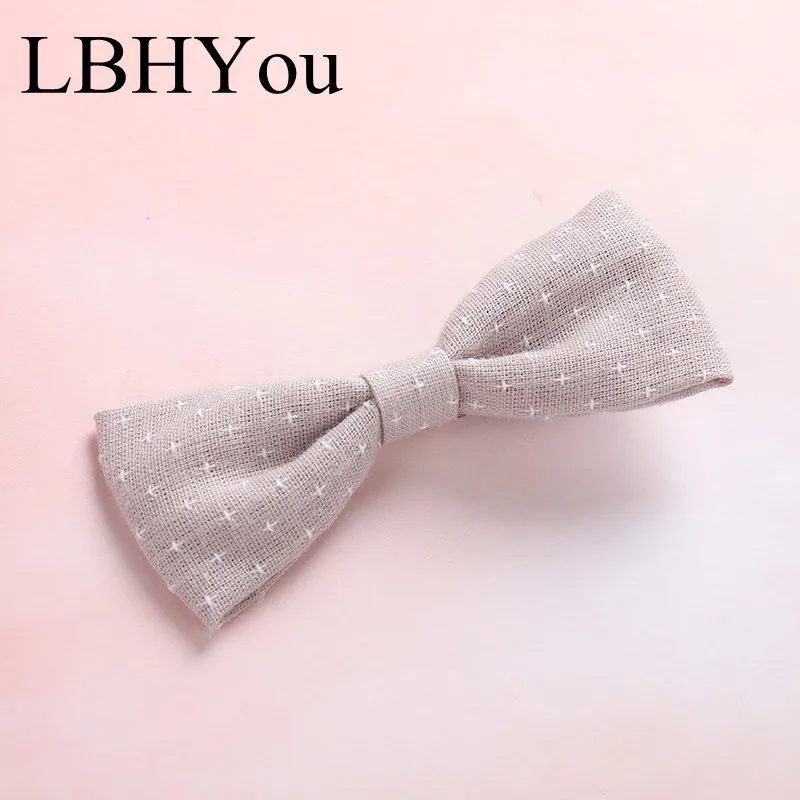 1 шт. заколки для волос с бантиком ручной работы девочек 100% хлопок льняные бантом