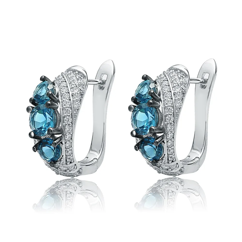 Gem's Ballet 2.5Ct натуральный Лондонский голубой топаз Винтажные серьги-гвоздики 925 пробы серебряные драгоценные камни ювелирные изделия для женщин Свадебные