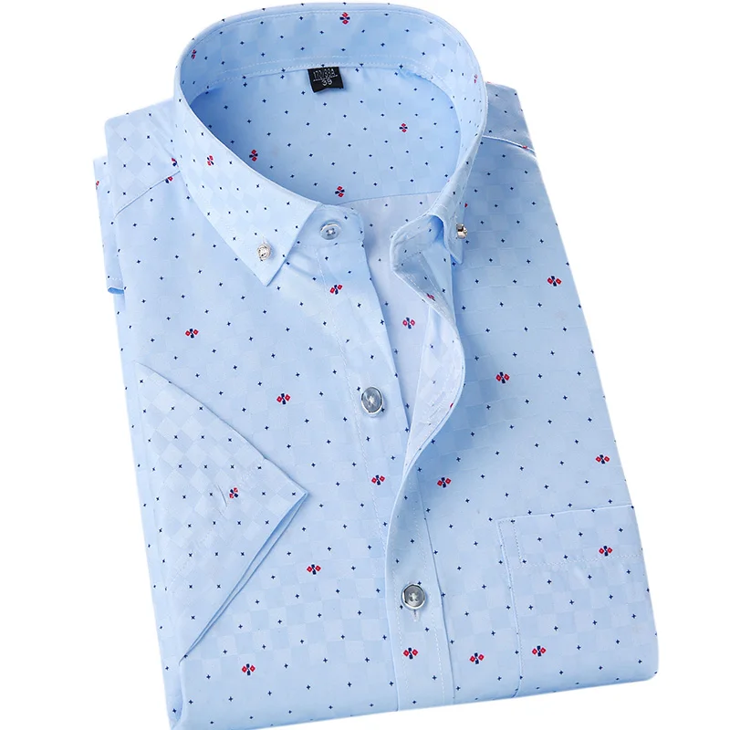 2018 Летняя мужская рубашка с коротким рукавом и цветочным принтом большие размеры