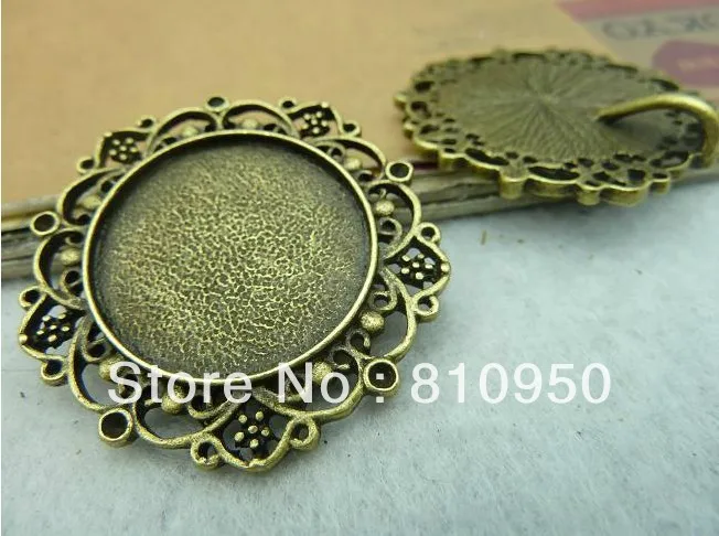

43mm Inner:25MM Alloy/Metal Antique Bronze Lace Blank Tray Pendant Cameo cabochon,DIY Jewelry Pendant base cameo settings