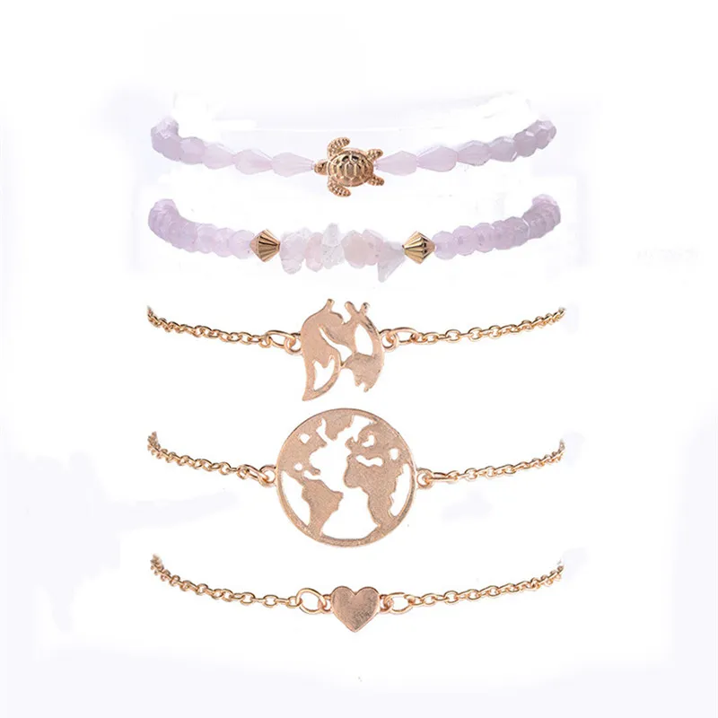 Модные 5 шт./компл. с изображением черепахи сердца лисы натуральный камень