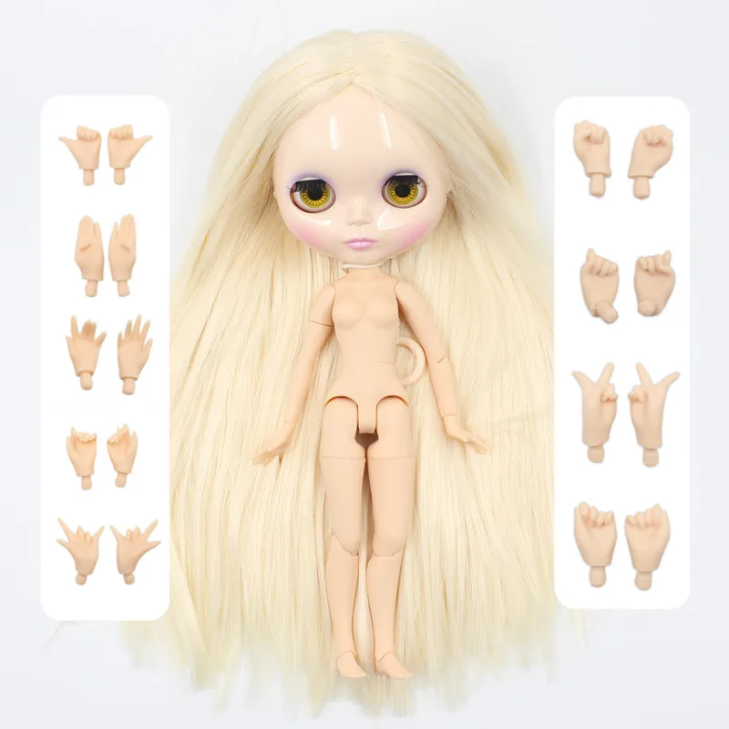 Фабрика blyth кукла белый бежевый прямые волосы с челкой/бахромой 1/6 30 см белая кожа BL0510 - Цвет: doll with hand AB
