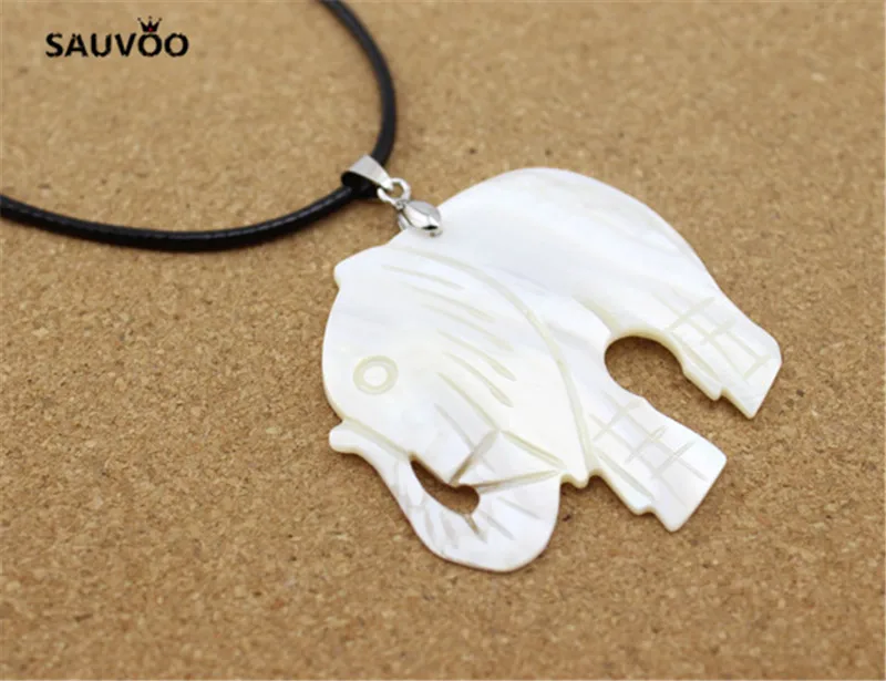 SAUVOO 1pcs Cute White Animal Elephant Pendant Charms 58*60*4mm for DIY Necklace Jewelry Making Findings Accessories | Украшения и