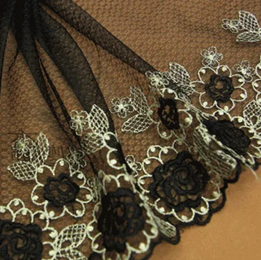 91x21CM Lace 07 Кружевная ткань с цветочной вышивкой, Марлевое свадебное платье со шлейфом, юбка для куклы 21 см, одежда для дивана, Швейные аксессуары - Цвет: 91x21CM Lace 07