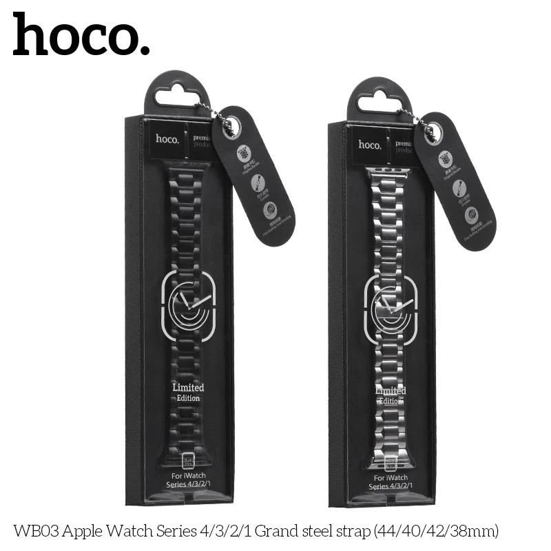 Ремешок HOCO Pinhen из нержавеющей стали для Apple Watch серии 5, 4, 3, 2, металлические Смарт-часы, подходят для Iwatch 44 мм, 42 мм, 40 мм, 38 мм