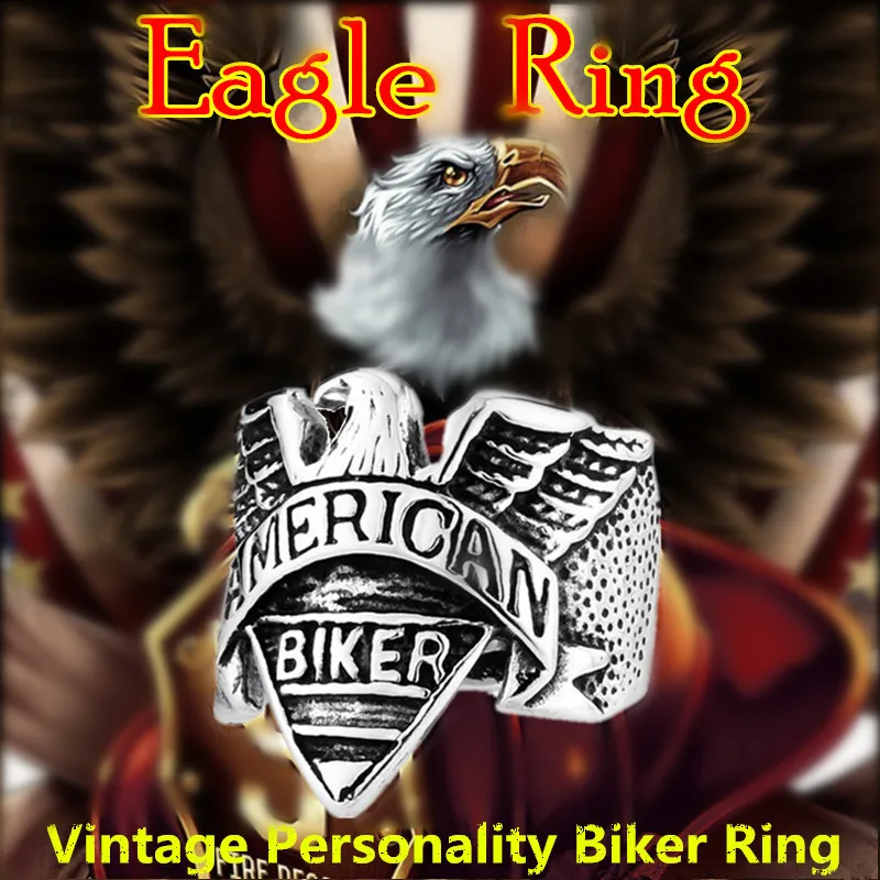 Мужское байкерское кольцо KLDY из нержавеющей стали в стиле рок панк Орел золотое