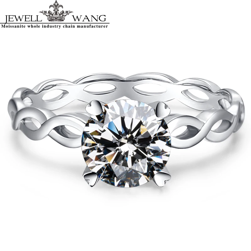 Ювелирные изделия Moissanite 1.0ct сертифицированные обручальные кольца для женщин 18 к Настоящее Белое золото подарок для девочек вечерние кольца с сердечком