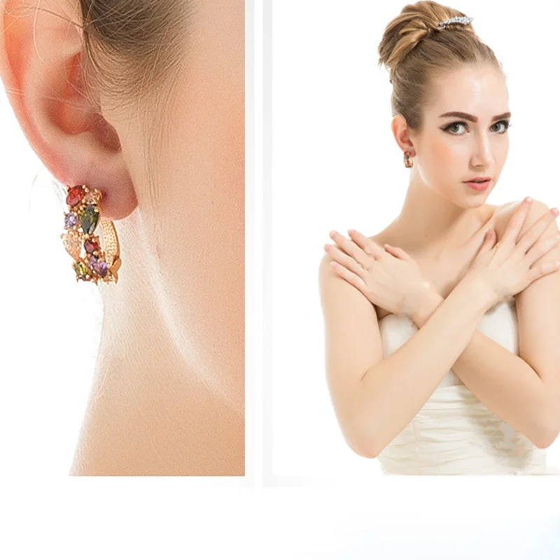 Женские серьги с разноцветными кристаллами AAA модные ювелирные изделия для