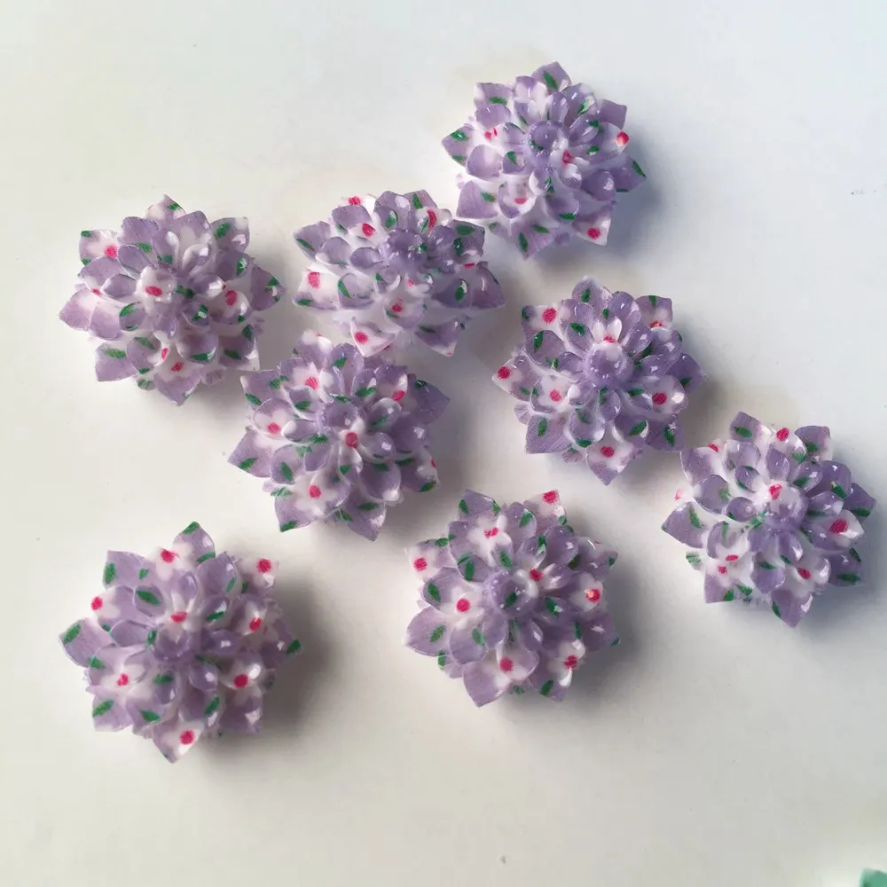 Новинка 10 шт. AB Смола 20 мм цветочный принт с плоским основанием камень для свадьбы