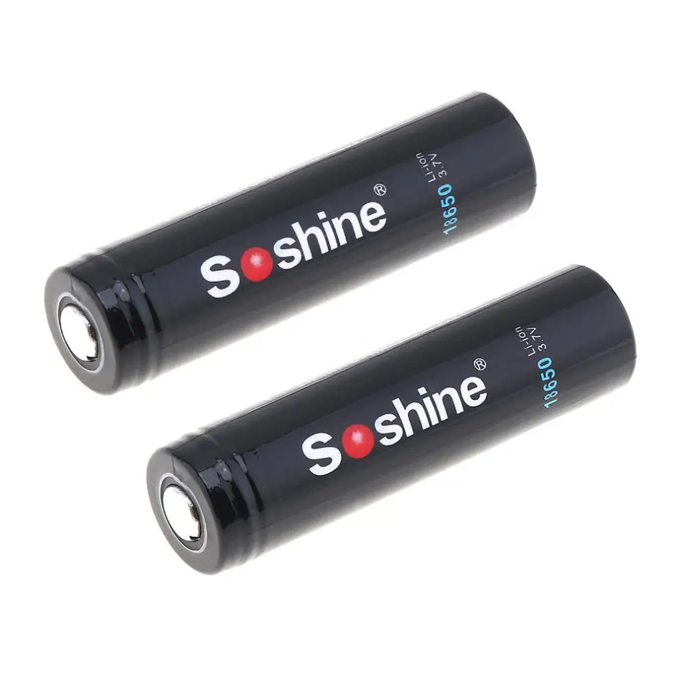 2шт Soshine 3 7 V 3600mAh Большая емкость 18650 литий ионная аккумуляторная батарея с