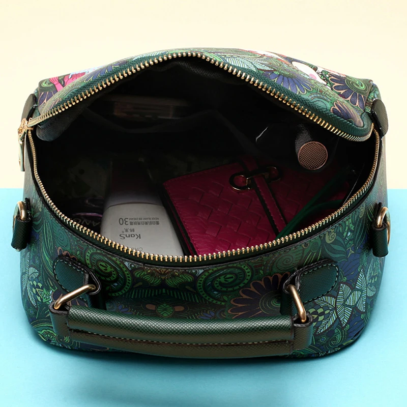 

Women Cartoon Printing Crossbody Shoulder Bags PU leather Casual Top Handle Bag Female Green Designer Luxury Bags