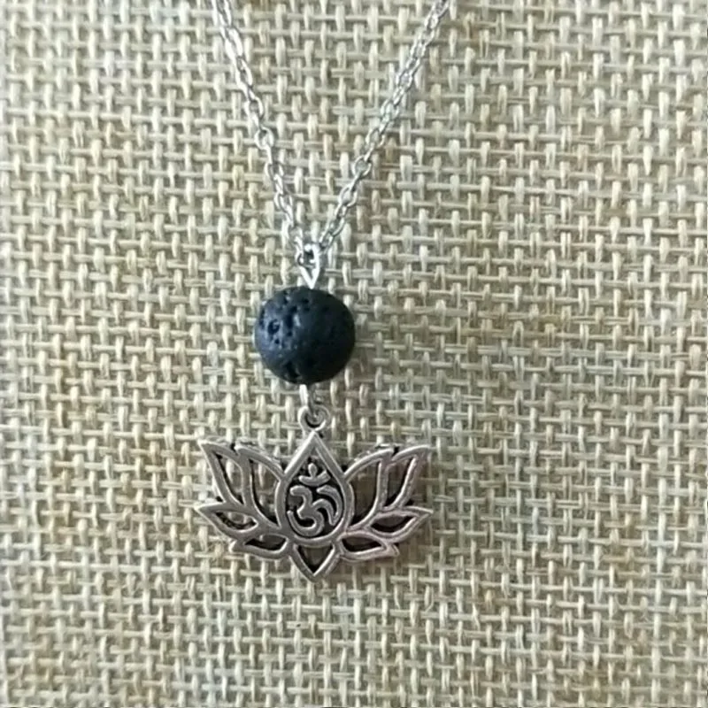 1 шт.) бусина из лавового камня Цветок лотоса йога диффузор ожерелье ароматерапия