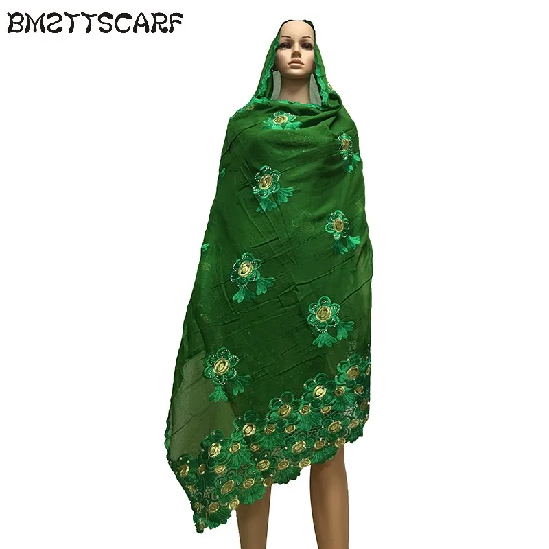 Красивый цветок дизайн мусульманская вышивка большой хлопок шарф африканская