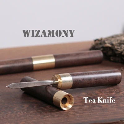 Ebony tea knife WIZAMONY, высокое качество, 1 шт., набор ножей из нержавеющей стали для чая пуэр, инструменты, игла для чая, конус пуэр, торт из сандалового дерева чайная нож, инструменты для пуэр - Цвет: Ebony tea knife