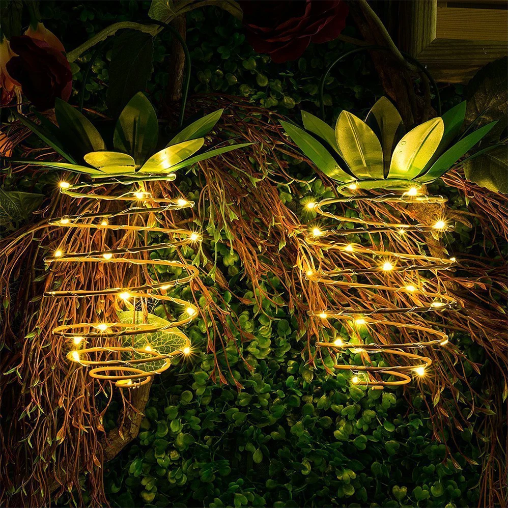 

2x Solar LED String Light Pineapple Hanging Lantern Lamp Garden Decoration Tree