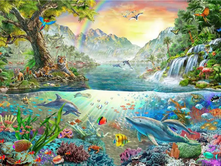 5D Сделай Сам полный квадрат Алмазная Картина Вышивка крестом Дельфин и радужные