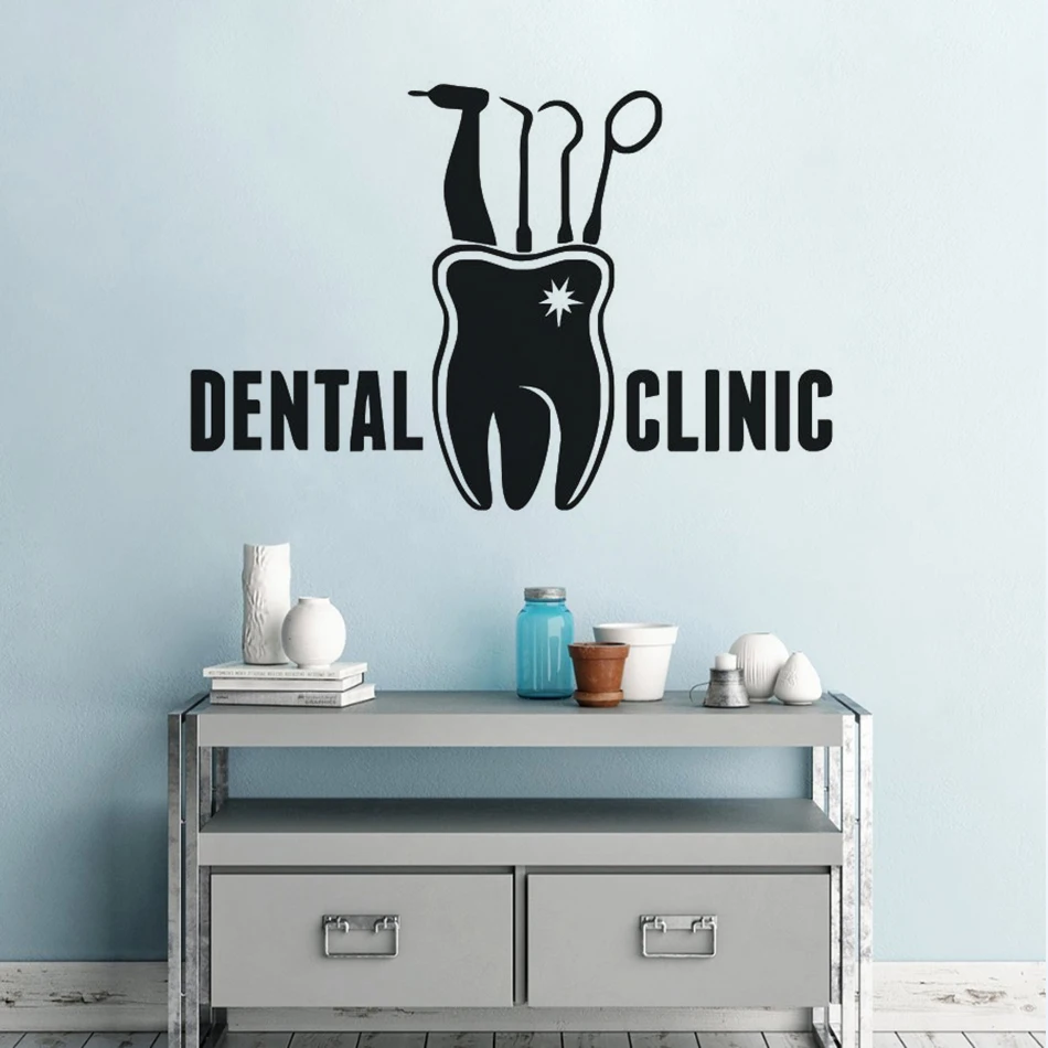 Виниловая настенная наклейка с логотипом стоматологической клиники роспись