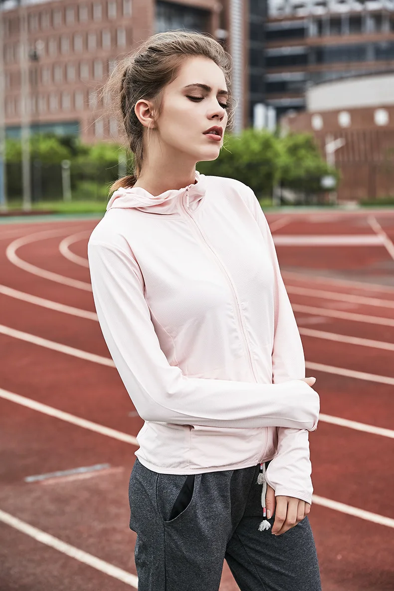 Женские топы для йоги, спортивные толстовки с толстовки Quickdry, толстовка с длинным рукавом, Женская Спортивная одежда для бега, для девушек, для фитнеса, куртка на молнии с капюшоном, пальто
