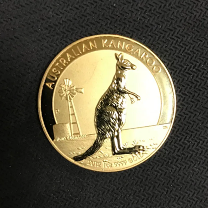 

100 Pcs Non Magnetic The Australian Kangroo 2012 badge 24K gold plated brass 32.6 mm Elizabeth collectible sourvenir art Coin