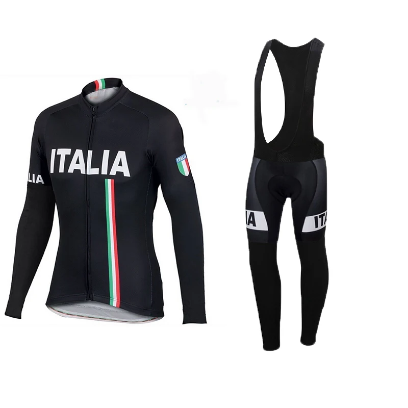 Весна осень pro team Ropa Ciclismo велосипед maillot Sportful Италия ИТ черный длинный рукав Велоспорт Джерси и комбинезон наборы