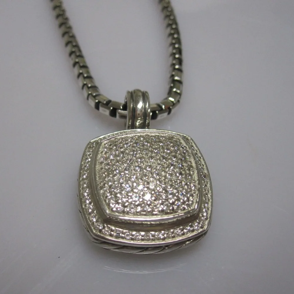

Solid 925 Sterling Silver Jewelry 17mm Pave Diamonds Enhancer Christmas Gifts Design Jewelry Fine Women Pendant Without Chain