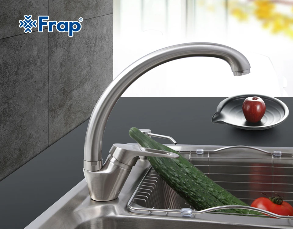 Современный домашний кухонный кран Frap, кран для холодной и горячей воды, кухонный кран с одной ручкой, матовый никель, 360 градусов, поворотный F4113-5
