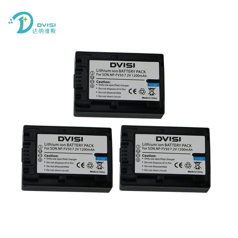 DVISI 3 шт./лот NP FV50 NPFV50 7.2в 1.2Ah камера батарея для Sony FV30 FV40 HDR CX150E CX170 FV70 FV100 FH50|camera