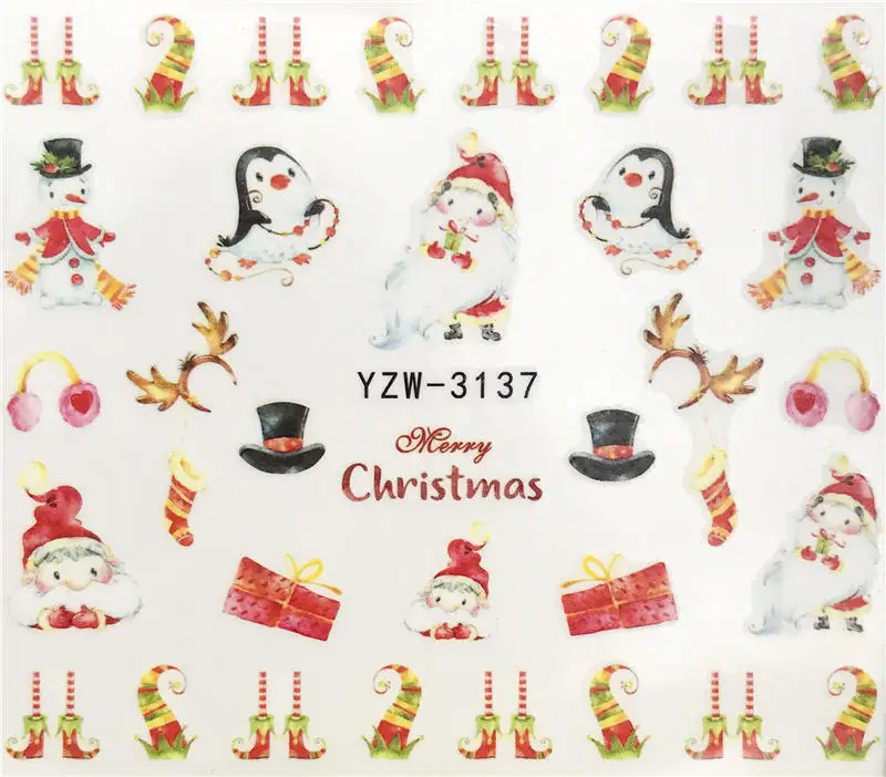 

1 Sheet Christmas / Snowman / New Year Gift Nail Art Sticker Water Transfer Decals Nails Foil Manicure Decoration