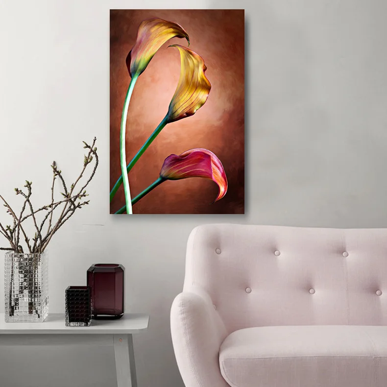 Embelish Free Shipping HD Print Waterproof Canvas Oil Painting For Home Decor Calla Lily Flower Wall Posters Living Room Picture | Дом и сад