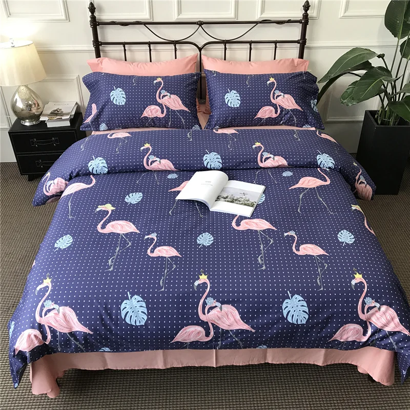 6 шт. 100% хлопок постельное белье Полный Queen king size пододеяльники Розовый фламинго