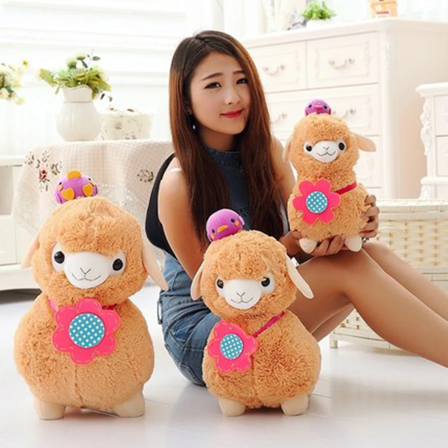Розовый Kawaii Альпака плюшевые мягкие Игрушечные лошадки для Обувь девочек