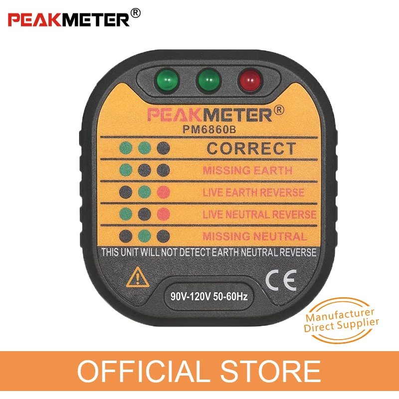 PEAKMETER PM6860B Портативный 90 В-120 В электрическая США Plug Разъем тестер автоматический выключатель Finders Напряжение детектор для обеспечения линии