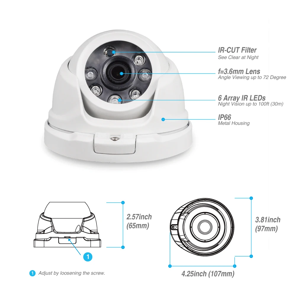 Tonton 1080 P HD-TVI 2.0MP CCTV купольная камера домашняя система безопасности 82ft ночного