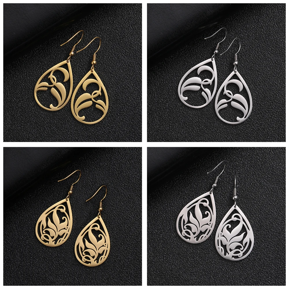 Teamer капли воды из нержавеющей стали серьги для женщин винтажные богемные полые в