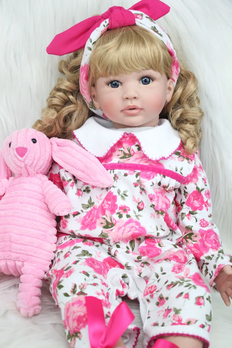 60 см силиконовые игрушки Reborn Baby Doll 24 дюйма виниловые куклы принцессы для маленьких девочек с плюшевым кроликом подарок на день рождения игровой дом