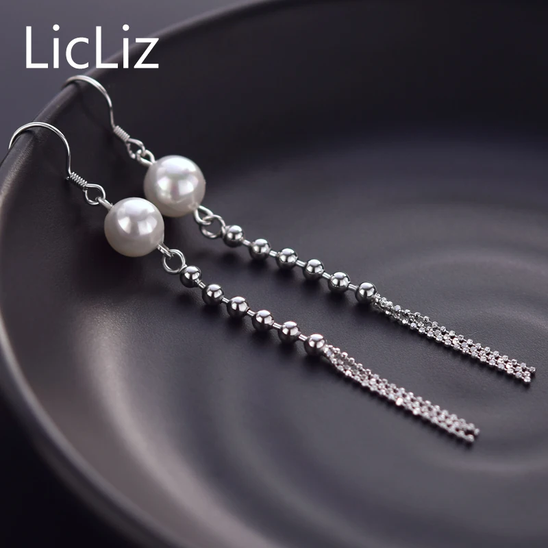 Женские серьги-подвески lililiz длинные серьги-капли из серебра с пресноводным