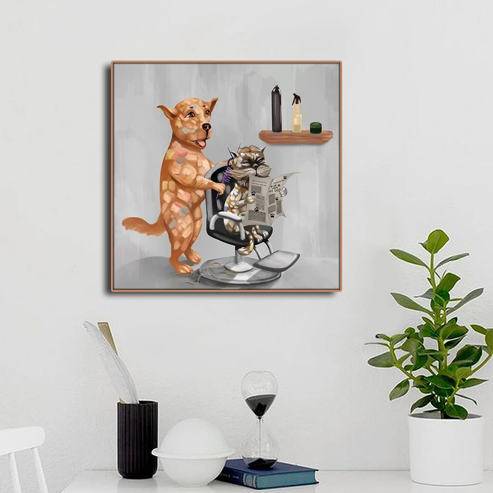 

Barber Dog Animals Print On Canvas Painting Calligraphy Home Decor Wall Pictures Posters for Living Room Bedroom Decoration