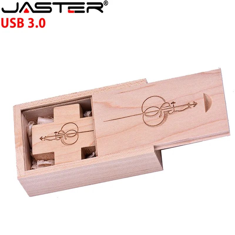 JASTER Best selling USB3.0 wooden Cross USB + box Flash Drive memory stick pendrive 8GB 16GB 32GB Crosses drive gi | Компьютеры и офис