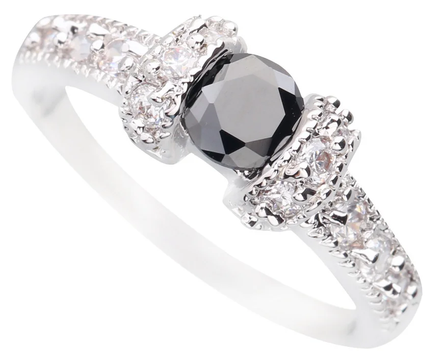 Женский черный камень 5*5 мм полудрагоценный серебро крутое для женщин кольцо Q1222 |